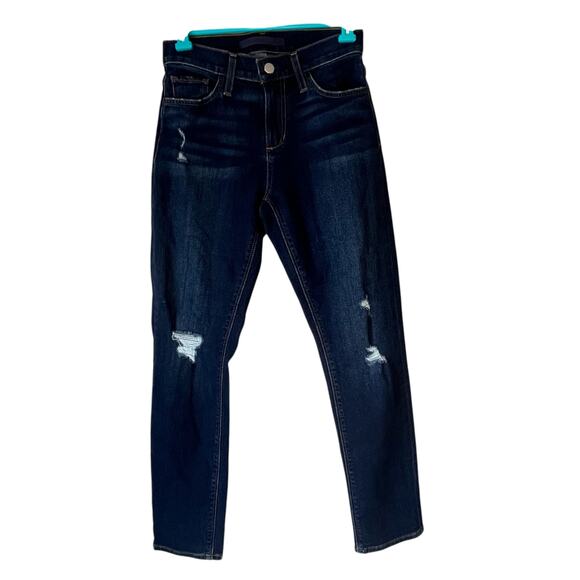 Joe's Jeans Dark Wash Distressed Bobby Mid Rise Tapered Boyfriend Jean Size W24 - Picture 1 of 14